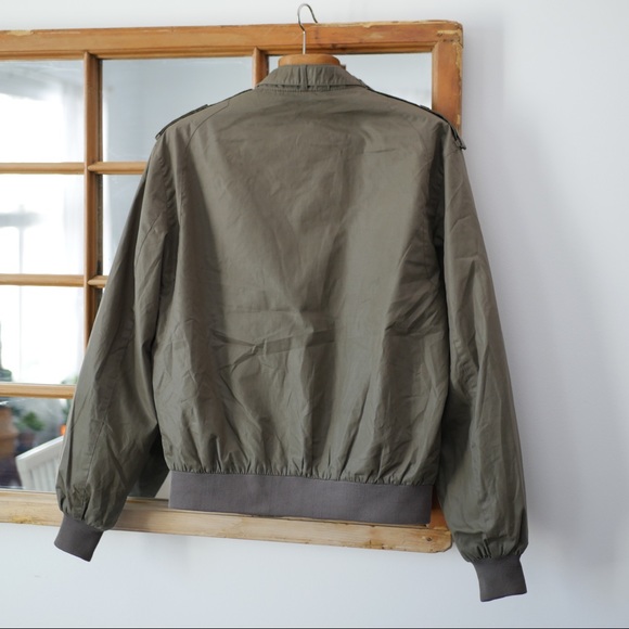 Men’s Members Only Vintage Bomber Jacket Olive Green Full Zip Up Cotton Blend 40 - Picture 3 of 6